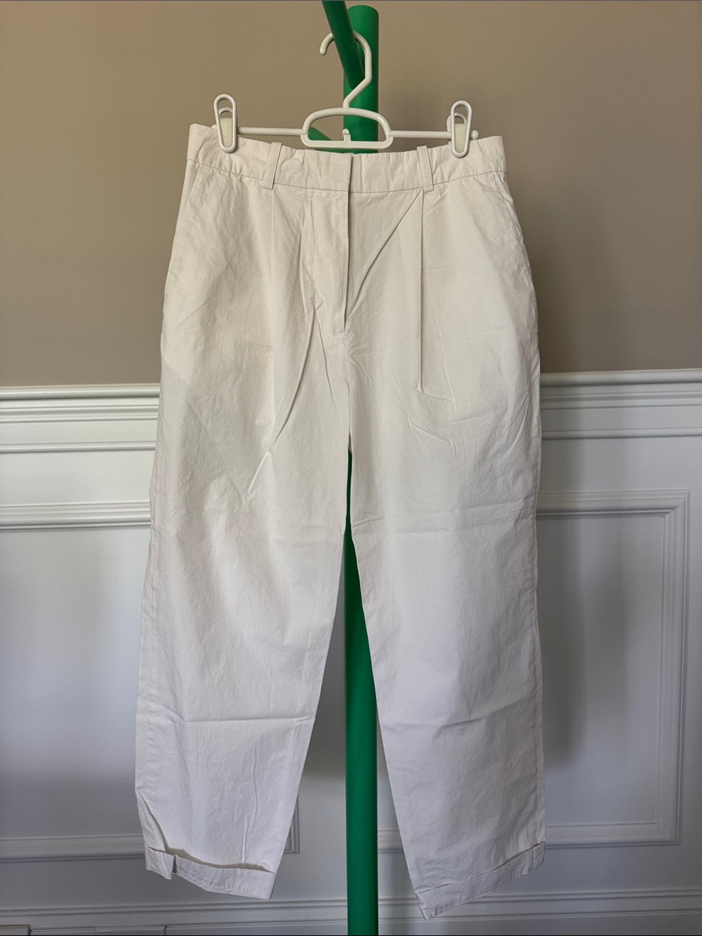 Acne White Cropped Pleated Trousers